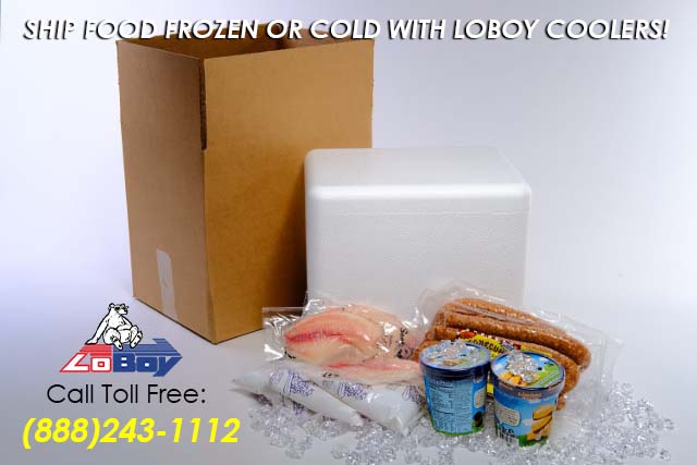 Safely ship Ready-to-Eat and Prepared Meals by Mail with LoBoy Styrofoam Coolers low-cost shipping boxes for meals, meat, seafood, medicine and more.