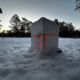 Extra large Styrofoam Cooler by LoBoy protects outdoor equipment in heavy winter snow